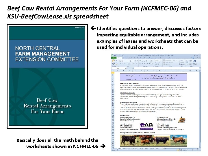 Beef Cow Rental Arrangements For Your Farm (NCFMEC-06) and KSU-Beef. Cow. Lease. xls spreadsheet