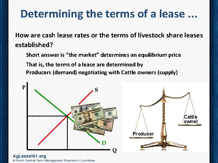 Determining the terms of a lease. . . How are cash lease rates or