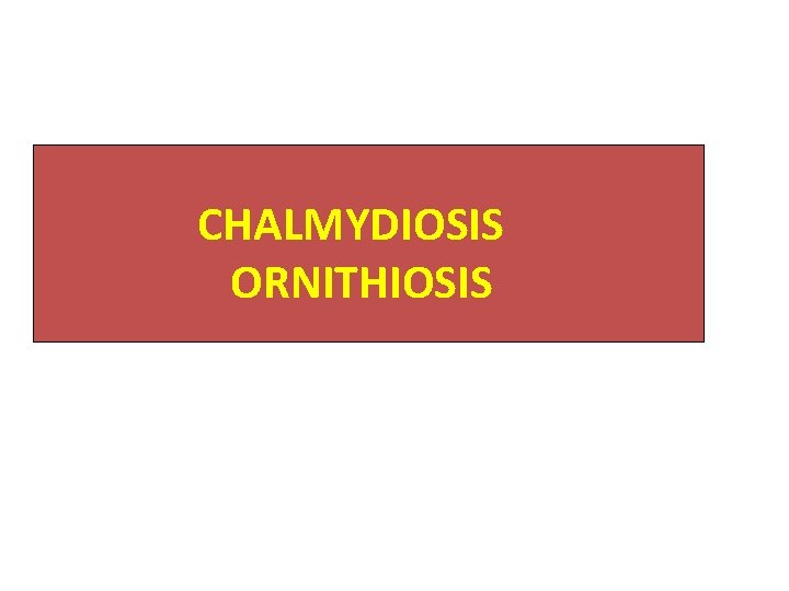 CHALMYDIOSIS ORNITHIOSIS 