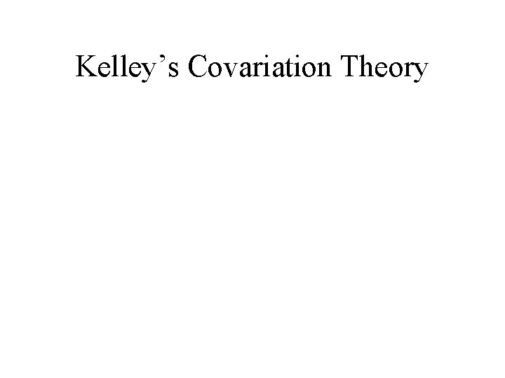 Kelley’s Covariation Theory 