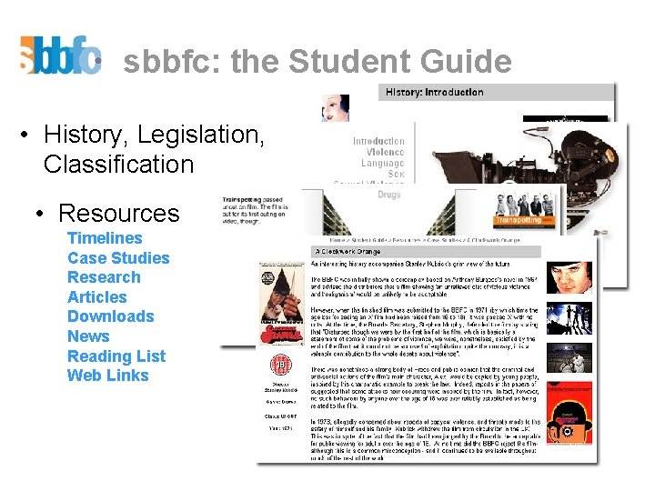 sbbfc: the Student Guide • History, Legislation, Classification • Resources Timelines Case Studies Research