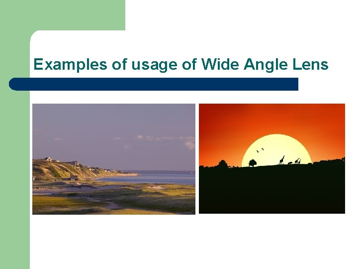 Examples of usage of Wide Angle Lens 