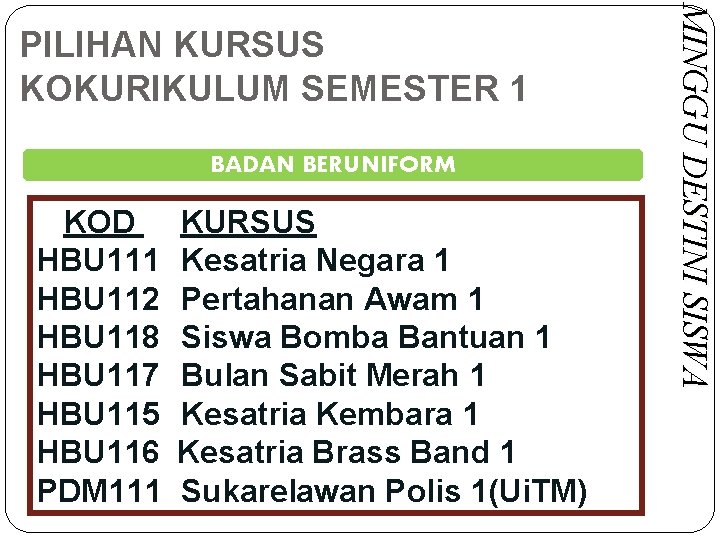 BADAN BERUNIFORM KOD HBU 111 HBU 112 HBU 118 HBU 117 HBU 115 HBU