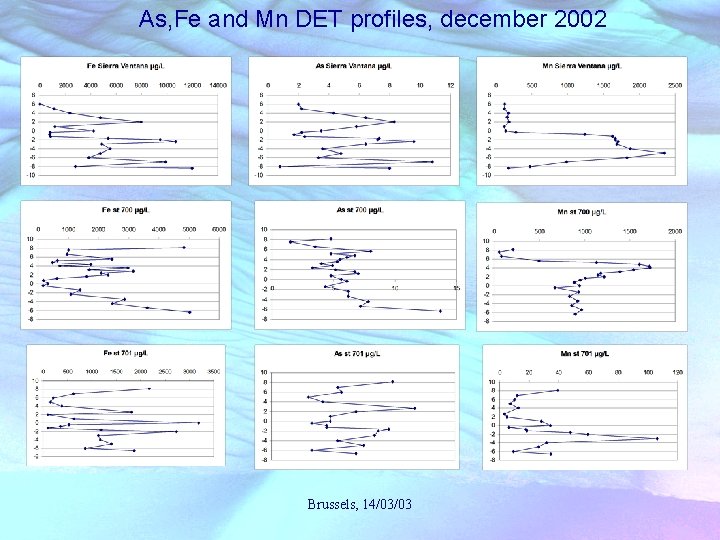 As, Fe and Mn DET profiles, december 2002 Brussels, 14/03/03 