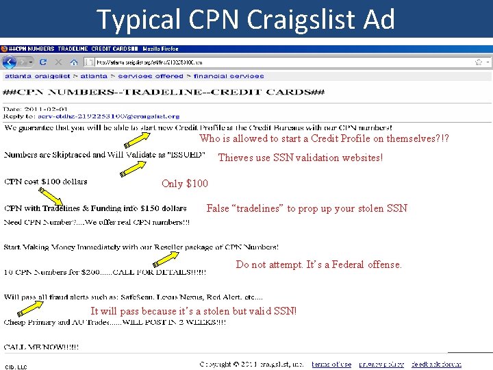 Typical CPN Craigslist Ad Who is allowed to start a Credit Profile on themselves?