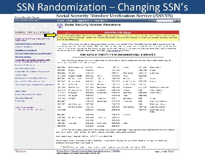 SSN Randomization – Changing SSN’s 