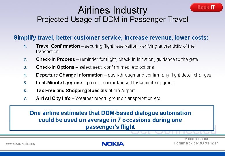 Airlines Industry Projected Usage of DDM in Passenger Travel Simplify travel, better customer service,