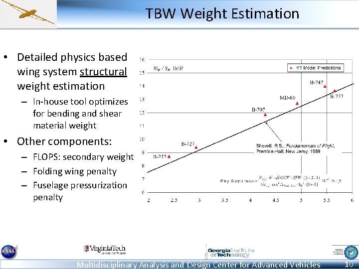 TBW Weight Estimation • Detailed physics based wing system structural weight estimation – In-house