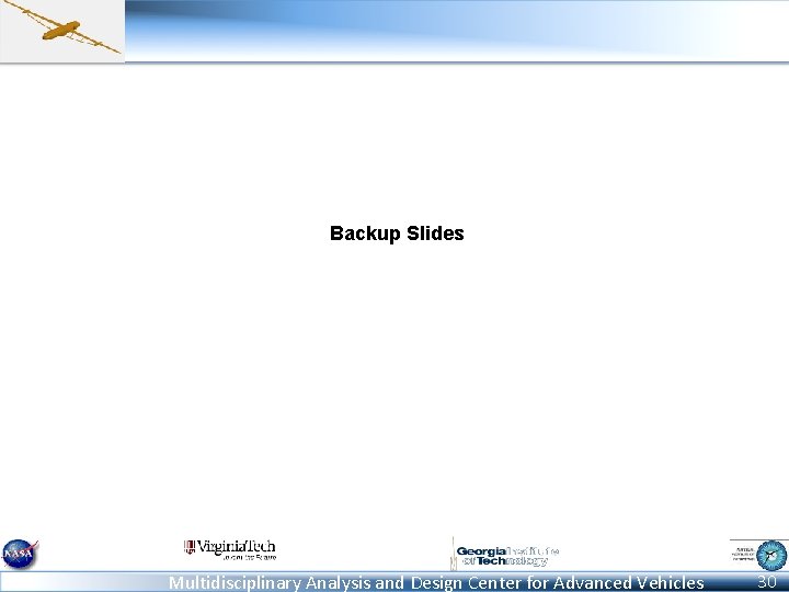 Backup Slides Multidisciplinary Analysis and Design Center for Advanced Vehicles 30 