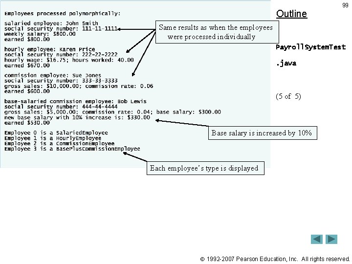 Outline 99 Same results as when the employees were processed individually Payroll. System. Test.