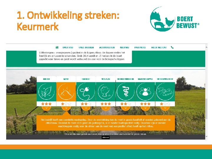 1. Ontwikkeling streken: Keurmerk 