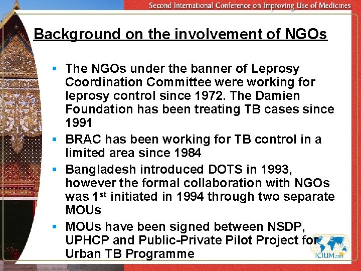 Background on the involvement of NGOs § The NGOs under the banner of Leprosy