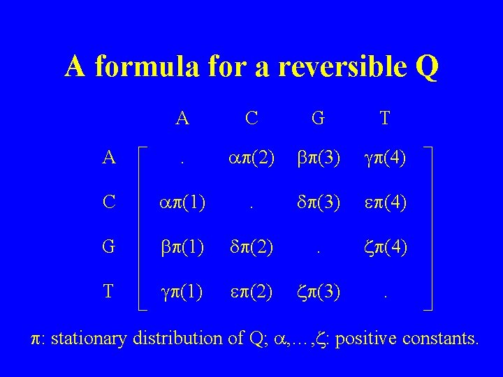 A formula for a reversible Q A C G T A . (2) (3)