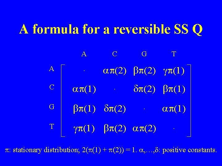 A formula for a reversible SS Q A C G T (2) (1) A