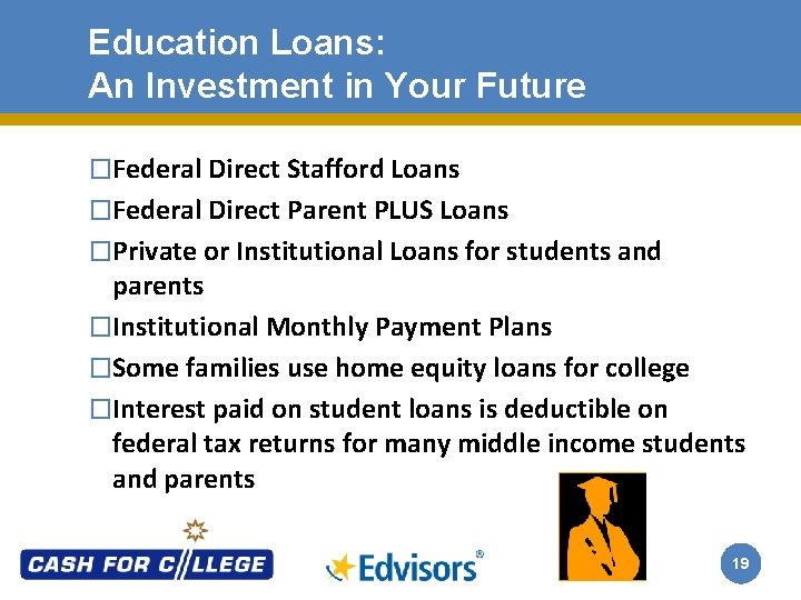 Education Loans: An Investment in Your Future �Federal Direct Stafford Loans �Federal Direct Parent