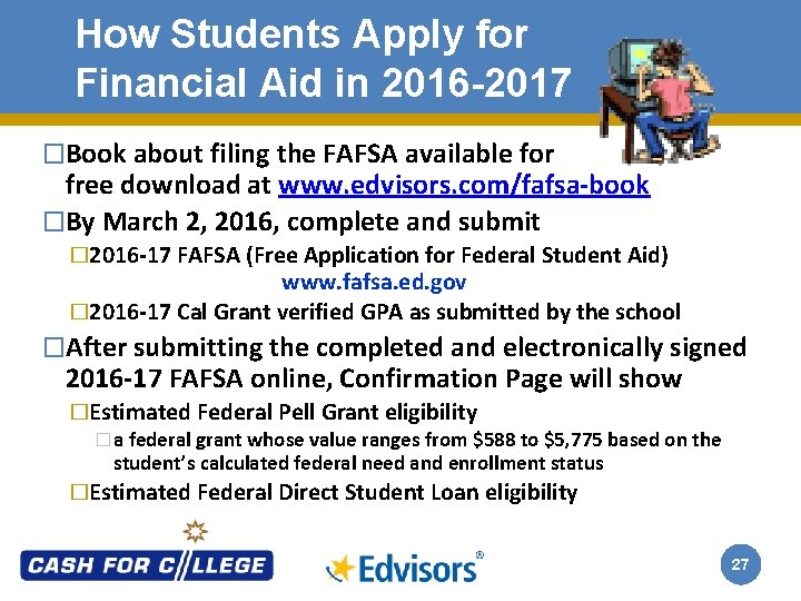 How Students Apply for Financial Aid in 2016 -2017 �Book about filing the FAFSA