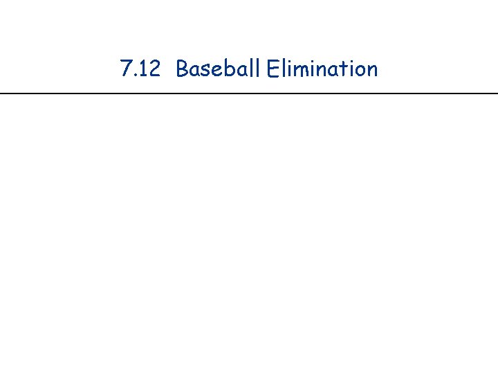 7. 12 Baseball Elimination 7. 12 Baseball Elimination