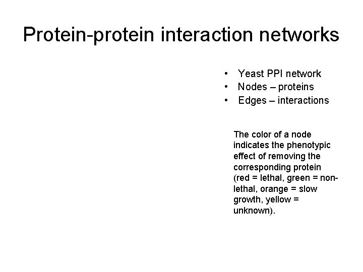 Protein-protein interaction networks • Yeast PPI network • Nodes – proteins • Edges –