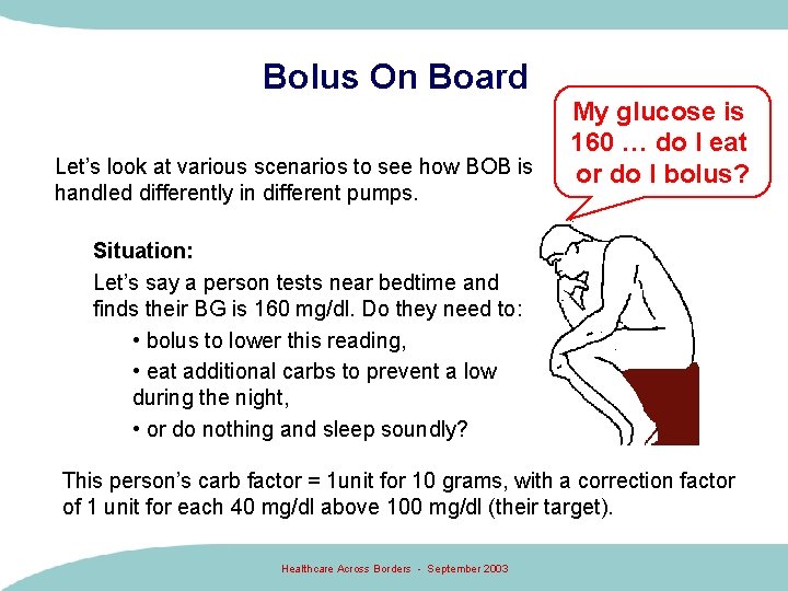 Bolus On Board Let’s look at various scenarios to see how BOB is handled