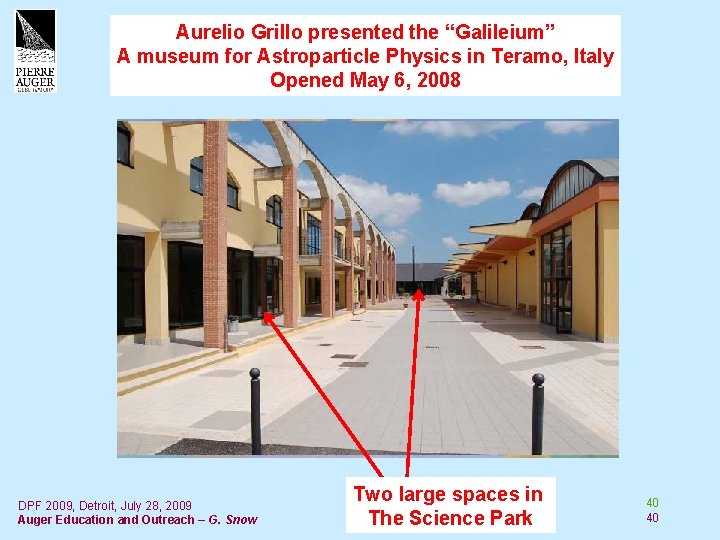 Aurelio Grillo presented the “Galileium” A museum for Astroparticle Physics in Teramo, Italy Opened