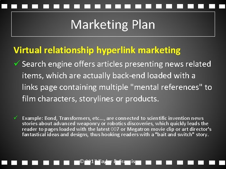 Marketing Plan Virtual relationship hyperlink marketing ü Search engine offers articles presenting news related
