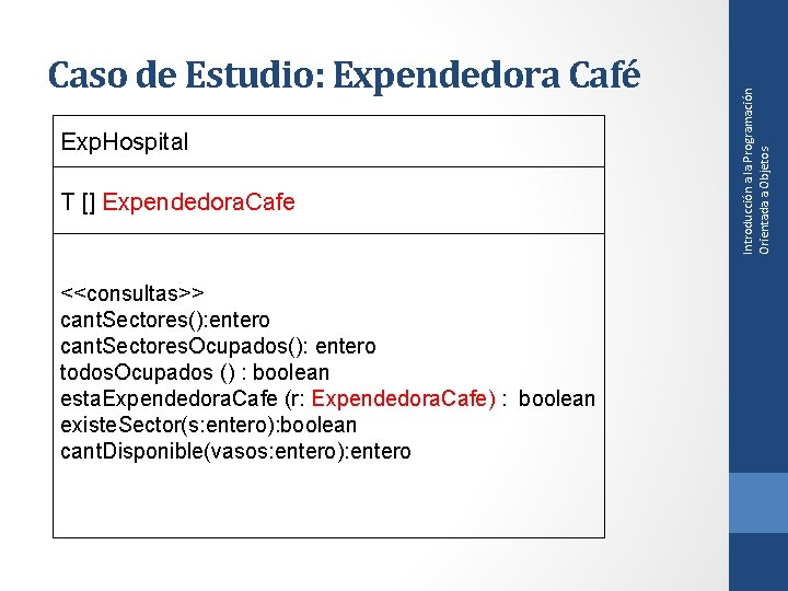 Exp. Hospital T [] Expendedora. Cafe <<consultas>> cant. Sectores(): entero cant. Sectores. Ocupados(): entero