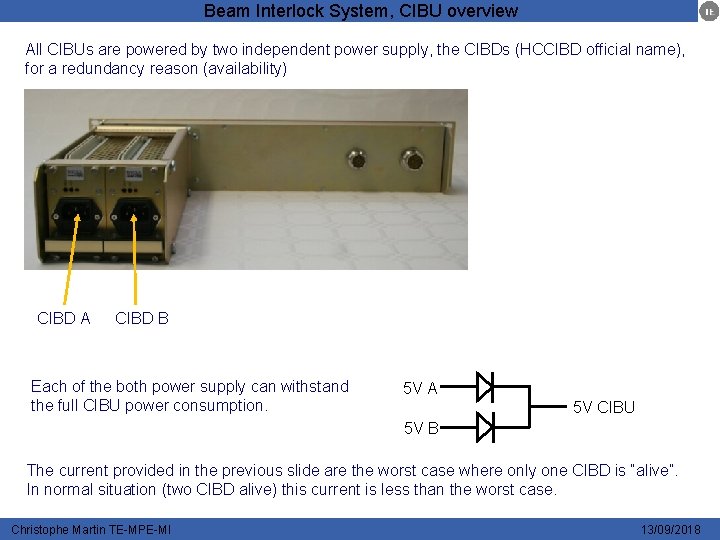 Beam Interlock System, CIBU overview All CIBUs are powered by two independent power supply,