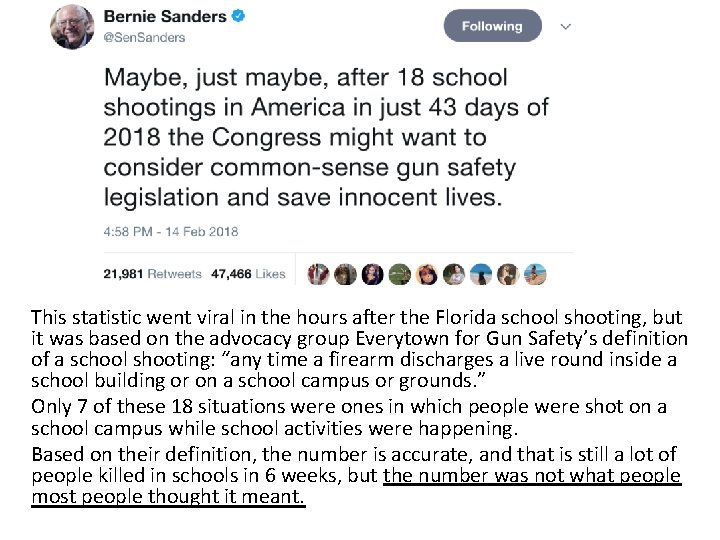 This statistic went viral in the hours after the Florida school shooting, but it