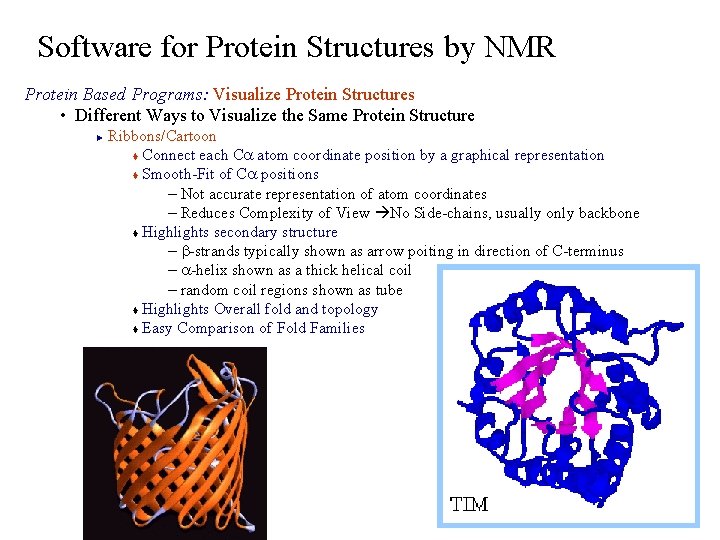 Software for Protein Structures by NMR Protein Based Programs: Visualize Protein Structures • Different