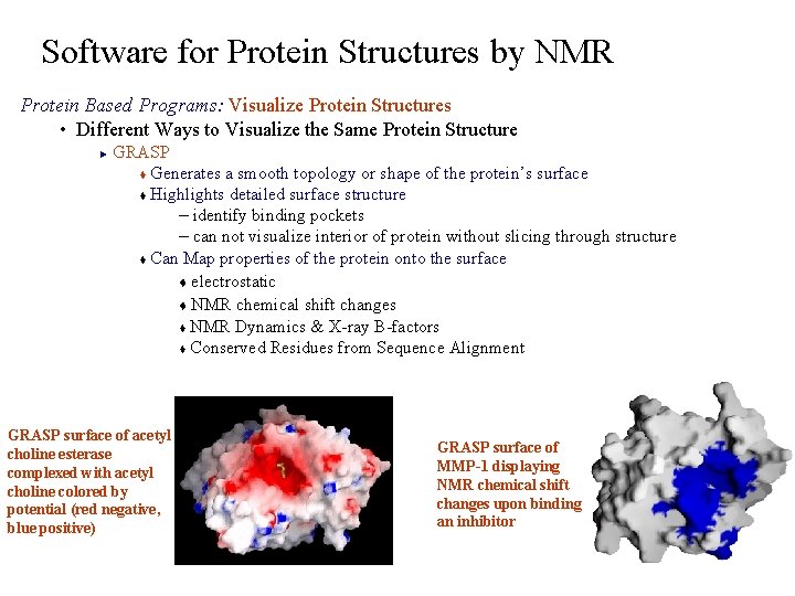 Software for Protein Structures by NMR Protein Based Programs: Visualize Protein Structures • Different