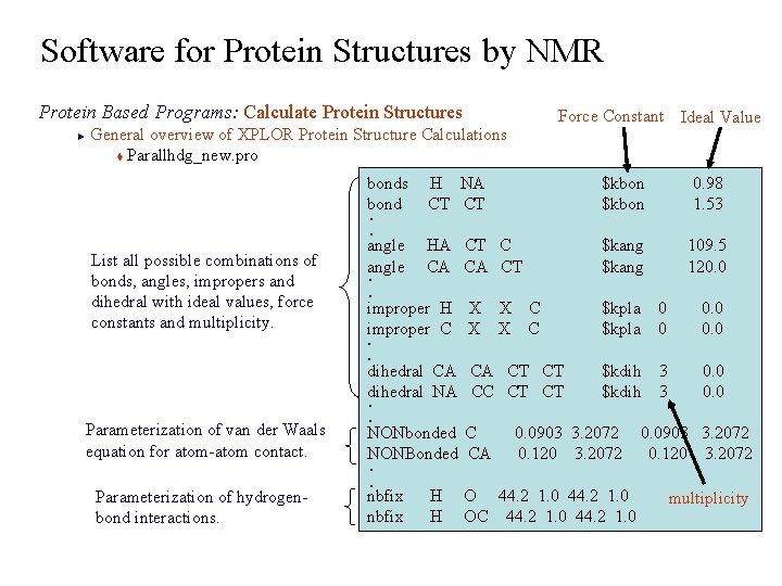 Software for Protein Structures by NMR Protein Based Programs: Calculate Protein Structures General overview