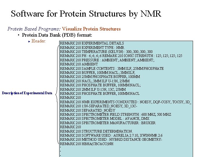 Software for Protein Structures by NMR Protein Based Programs: Visualize Protein Structures • Protein