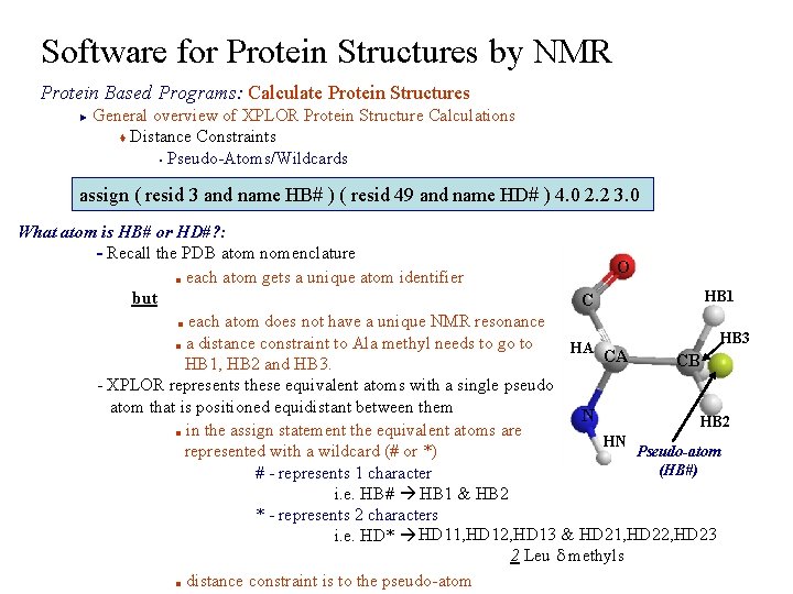Software for Protein Structures by NMR Protein Based Programs: Calculate Protein Structures General overview