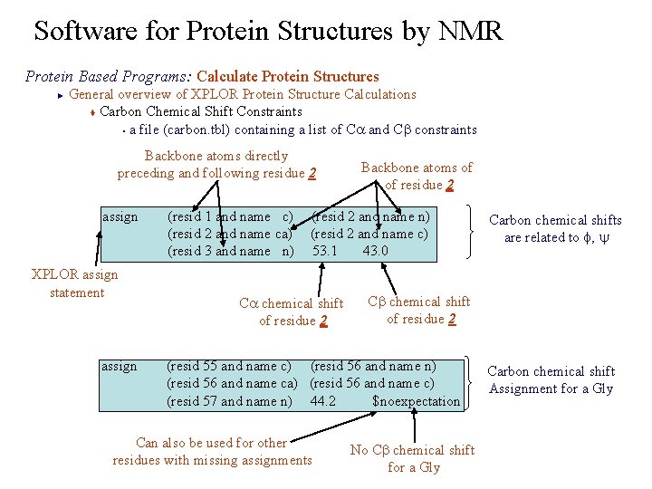 Software for Protein Structures by NMR Protein Based Programs: Calculate Protein Structures General overview
