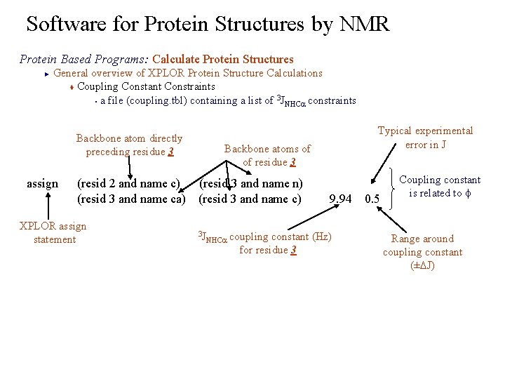 Software for Protein Structures by NMR Protein Based Programs: Calculate Protein Structures General overview