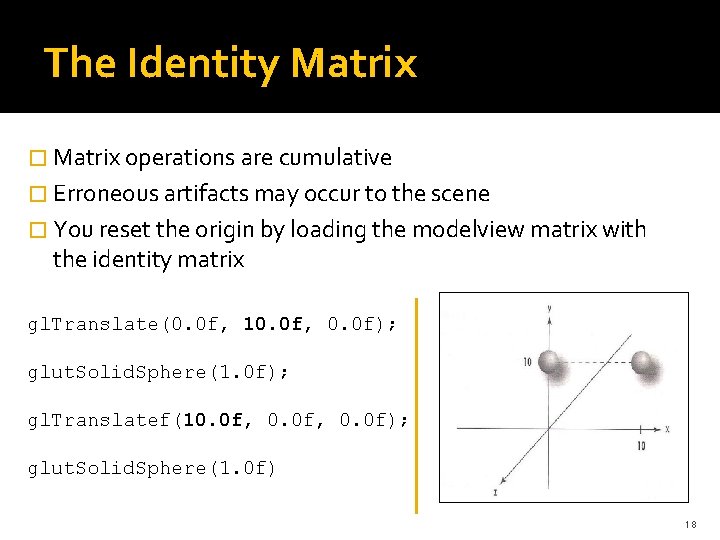The Identity Matrix � Matrix operations are cumulative � Erroneous artifacts may occur to