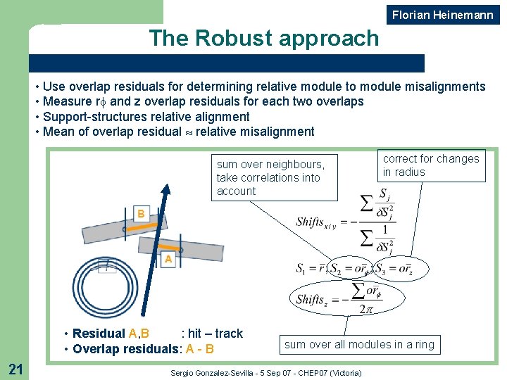 Florian Heinemann The Robust approach • Use overlap residuals for determining relative module to