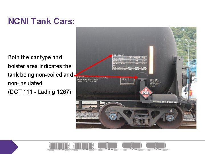 NCNI Tank Cars: Both the car type and bolster area indicates the tank being