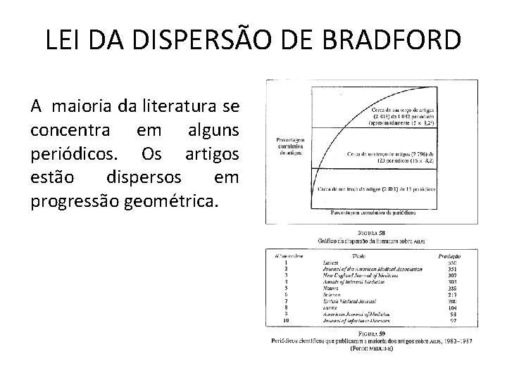 LEI DA DISPERSÃO DE BRADFORD A maioria da literatura se concentra em alguns periódicos.