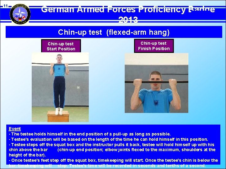 11 German Armed Forces Proficiency Badge 2013 Chin-up test (flexed-arm hang) Chin-up test Start