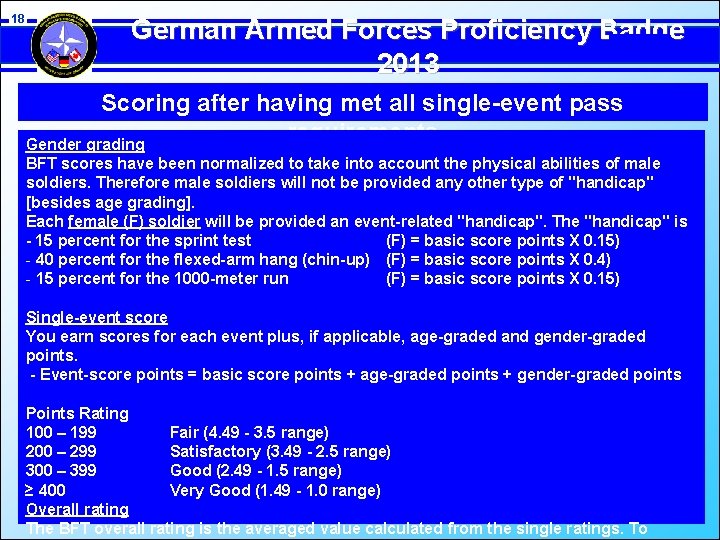 18 German Armed Forces Proficiency Badge 2013 Scoring after having met all single-event pass