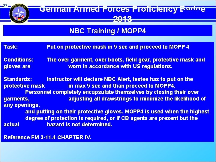 27 German Armed Forces Proficiency Badge 2013 NBC Training / MOPP 4 Task: Put