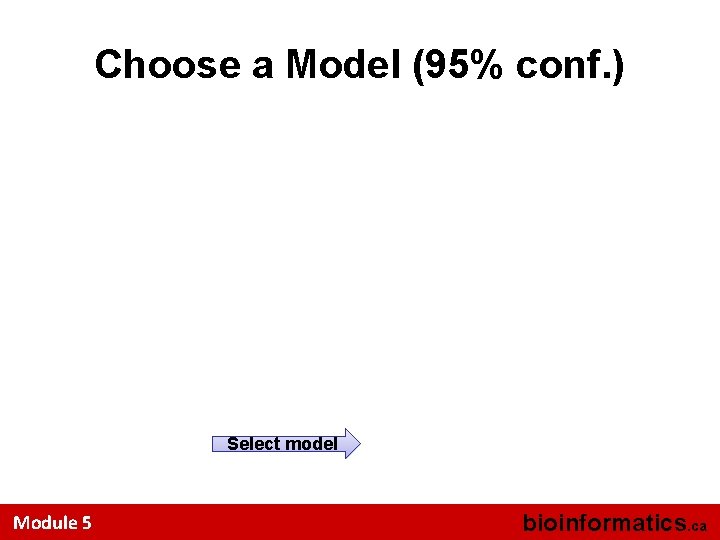 Choose a Model (95% conf. ) Select model Module 5 bioinformatics. ca 