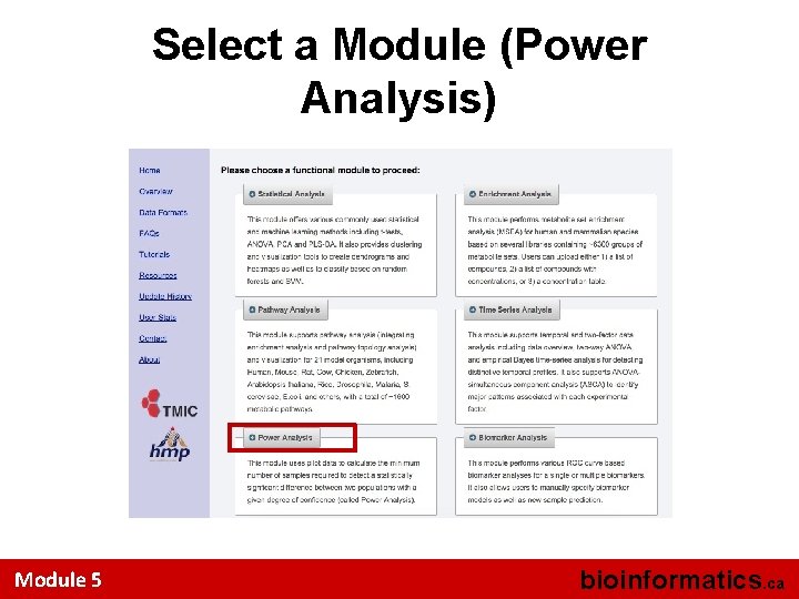 Select a Module (Power Analysis) Module 5 bioinformatics. ca 