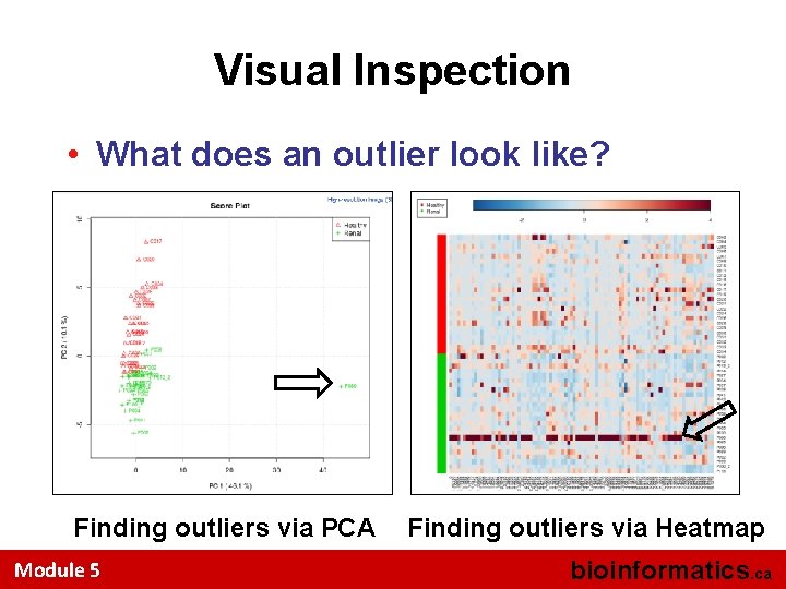 Visual Inspection • What does an outlier look like? Finding outliers via PCA Module