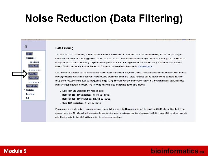Noise Reduction (Data Filtering) Module 5 bioinformatics. ca 