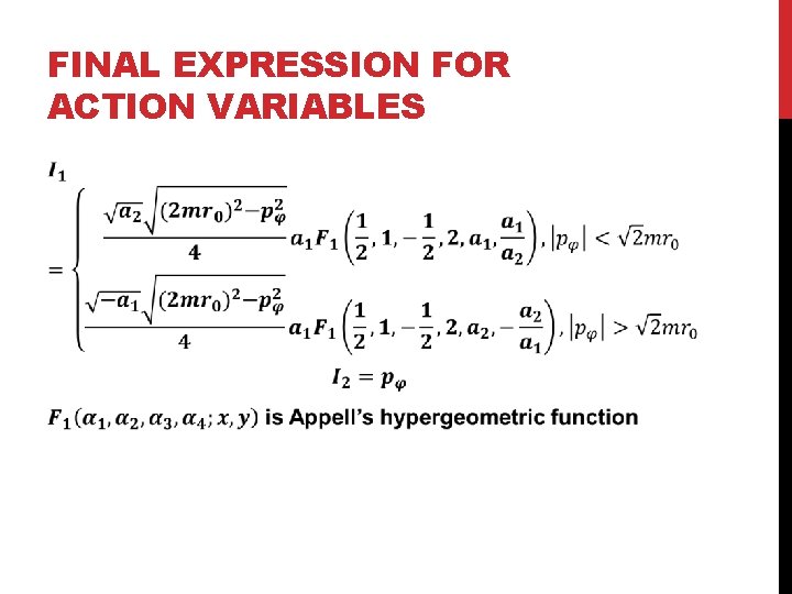 FINAL EXPRESSION FOR ACTION VARIABLES 