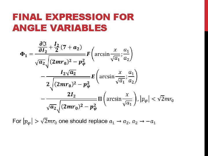 FINAL EXPRESSION FOR ANGLE VARIABLES 