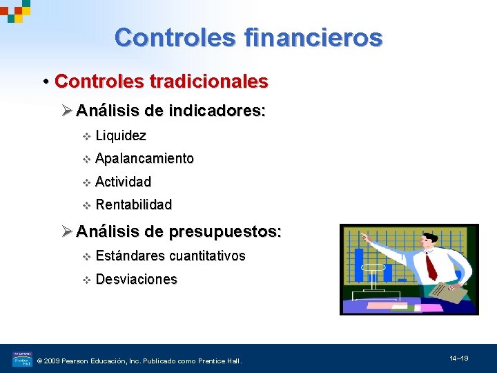 Controles financieros • Controles tradicionales Ø Análisis de indicadores: v Liquidez v Apalancamiento v