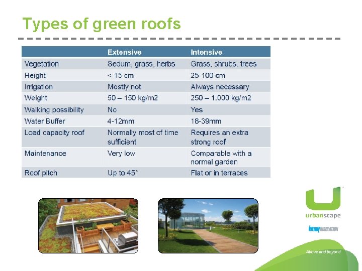 Types of green roofs 